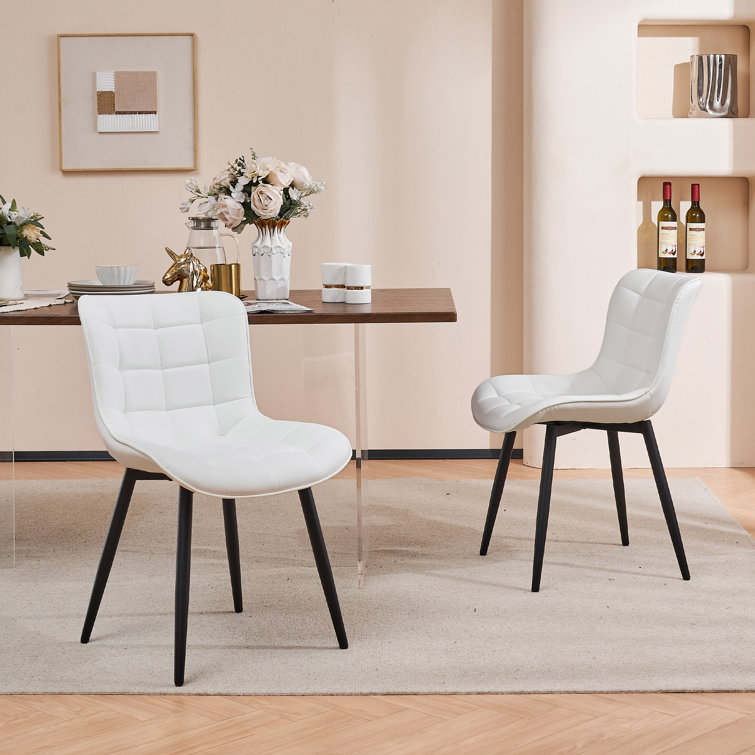 White leatherette best sale dining chairs